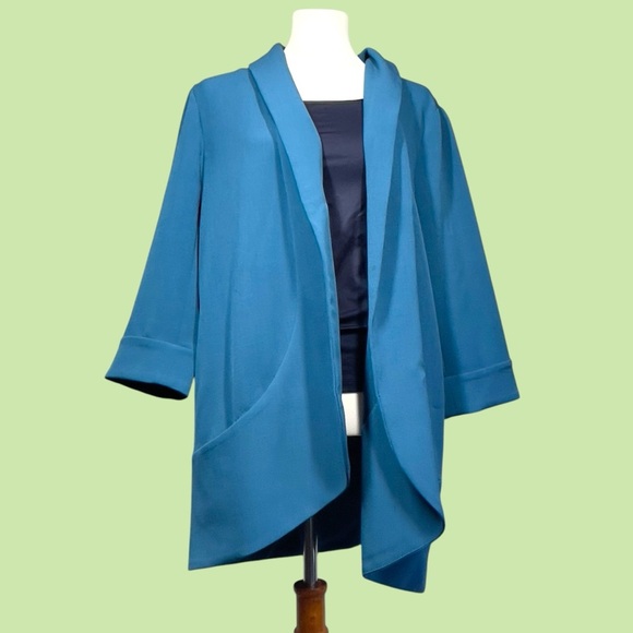 Anthracite by Muse teal oversized open front cardigan blazer jacket XL - Picture 4 of 12